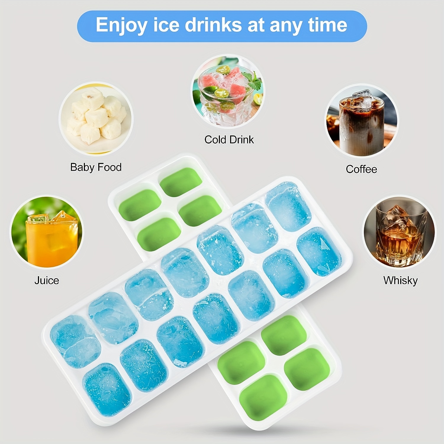 Large Size Silicone Ice Cube Molds, Ice Cube Tray With Removable Lids,  Reusable Ice Mold, For Whiskey, Cocktail, Keep Drinks Chilled,kitchen  Utensils, Apartment Essentials, Chrismas Party Supplies - Temu