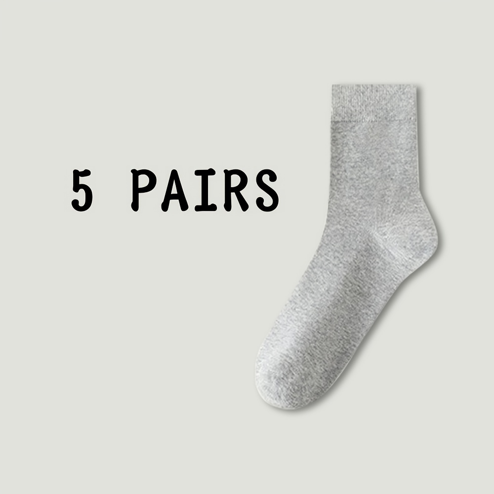 5 Pares Calcetines Hombre Negros Blancos Simples Poliéster - Temu