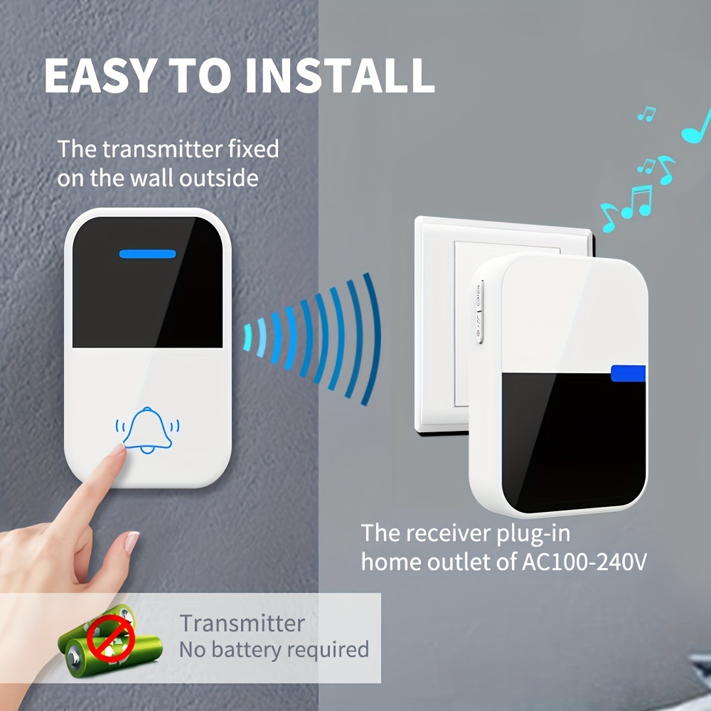 Wireless Doorbell Remote Button Door Bell Chime Kit UP to 1000