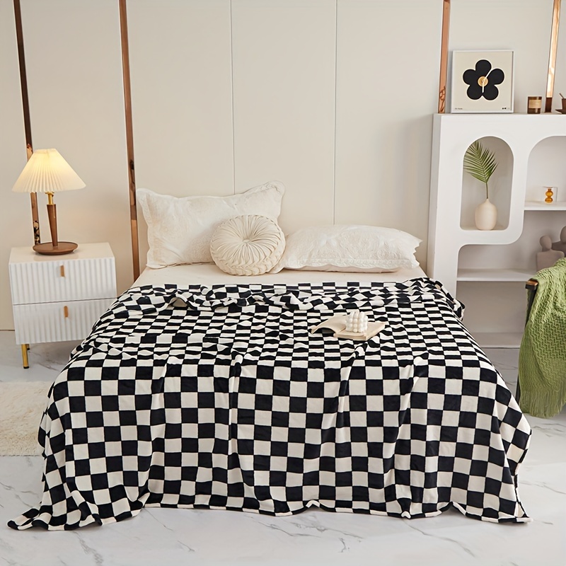 1pc american thickened blanket warm checkered flannel blanket living room bedroom sofa comfortable soft   blanket details 4