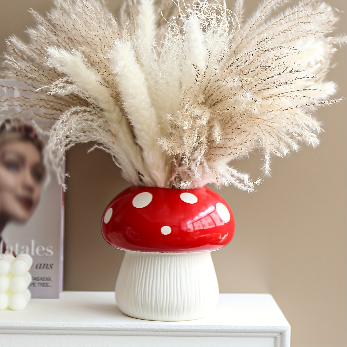 Cute Resin Red Mushroom Vase Home Decoration Ornament Living - Temu