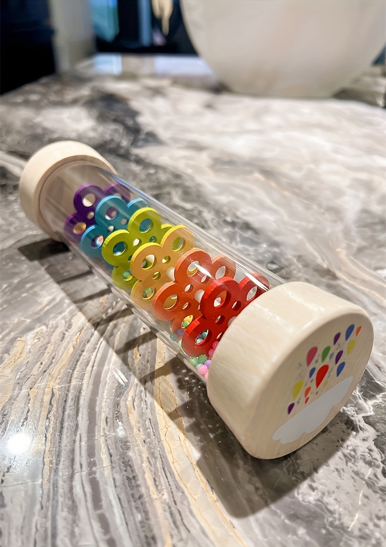 Wooden Rainstick Musical Instrument - Colorful Rain Sound Tube with Mallets for Hearing Enlightenment, Durable Plastic Rainstick for Outdoor Play, Festive Rainfall Sound Maker|Playful Rainstick Design|Multicolored Rainstick