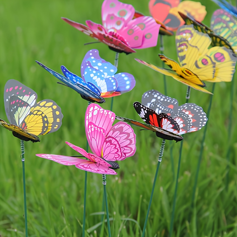 NUOBESTY Butterfly Garden Stakes Decor,Fake ButterfliesOrnament Yard  Decorations,3D Butterflies Stakes for Indoor Outdoor Lawn Pathway Patio  Ornaments