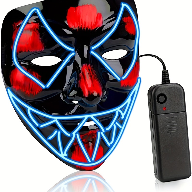 LED Light Up Men's Halloween Mask - Unique Neon Glow Masks