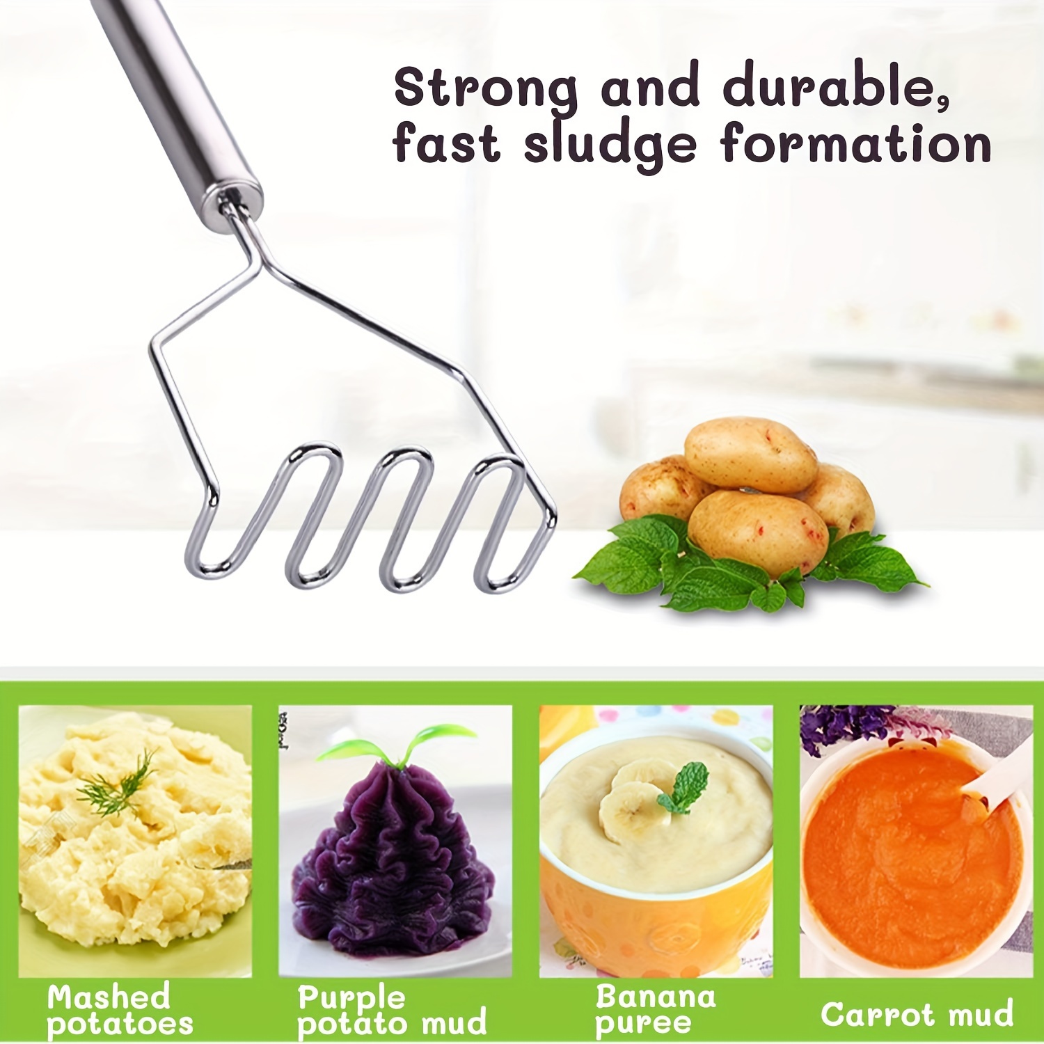 Potato Masher, Stainless Steel Kitchen Masher Tool, Potato Avocado Food  Masher, For Making Mashed Potatoes, Avocados, Vegetables, Sauces, Food  Press, Dishwasher Safe - Temu