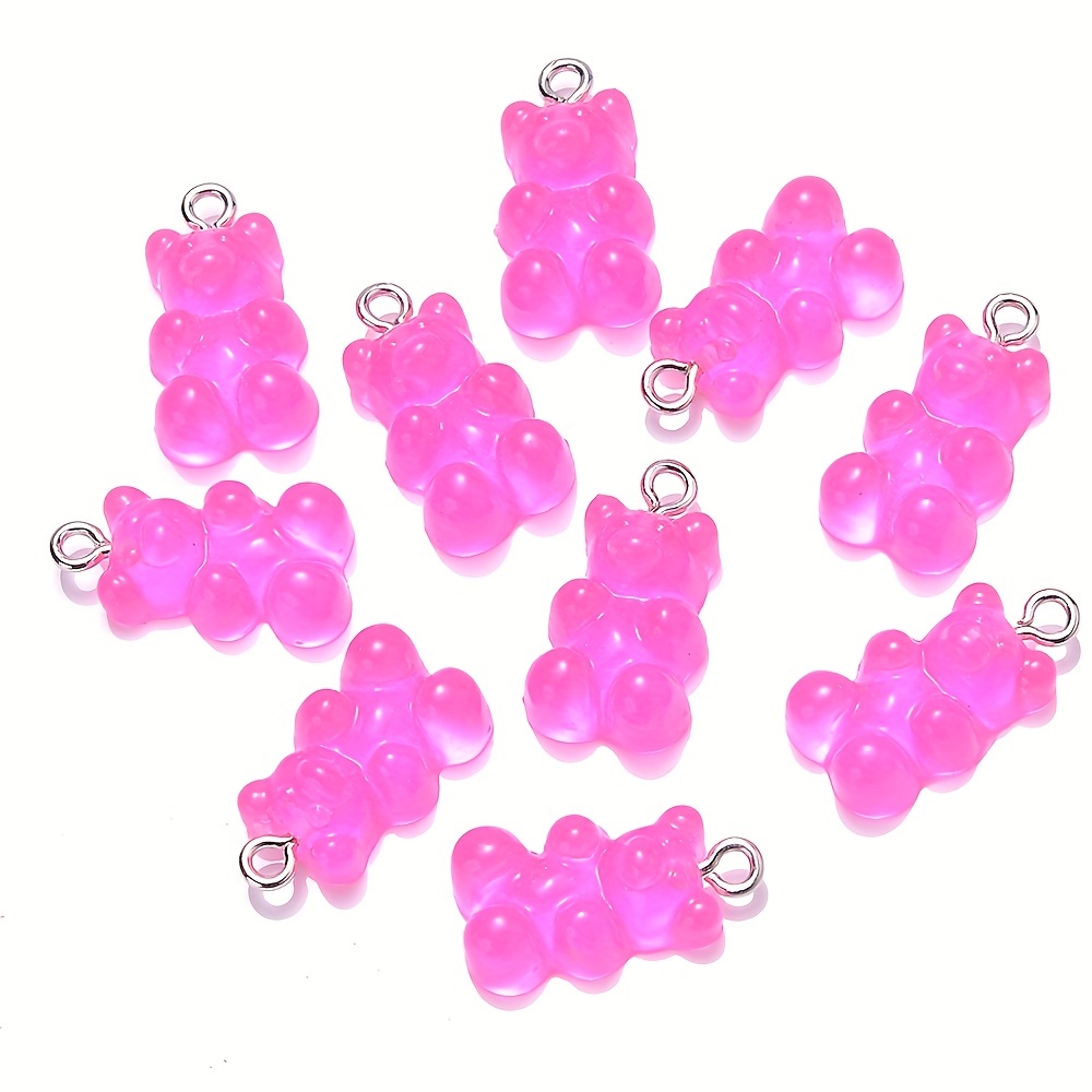 10pcs 10x20mm Resin Little Bear Transparent Gummy Bear Charms Mixed Color Acrylic Handmade Pendant for Necklace DIY Bracelet Jewelry Accessories