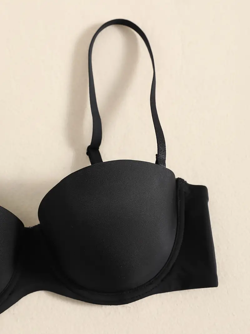 Glossy Molded Cup Push Bra Comfort Invisible Removable Strap - Temu