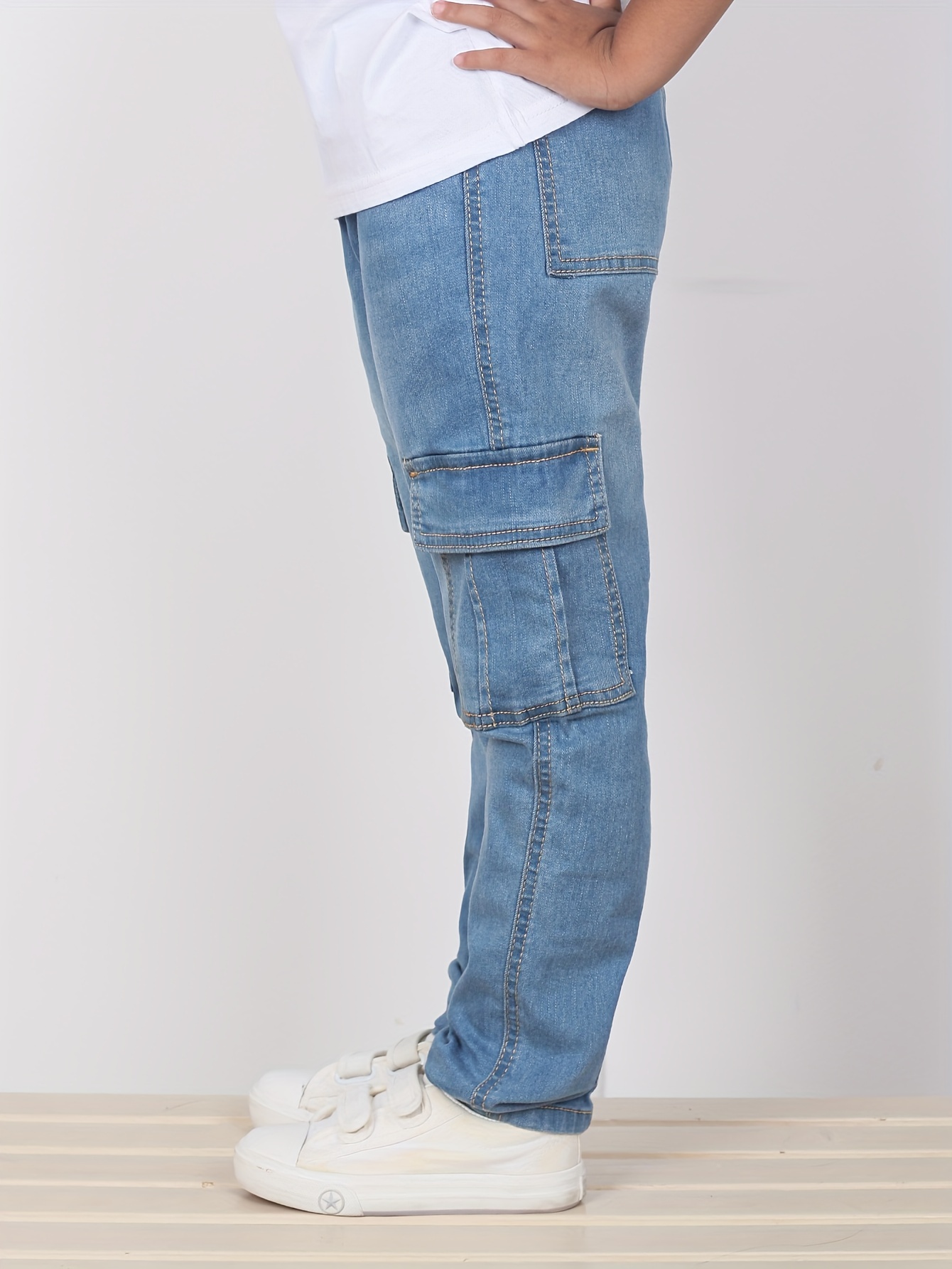 Jeans Moda Toppe Bambini Pantaloni Casual In Denim Tasche - Temu Italy