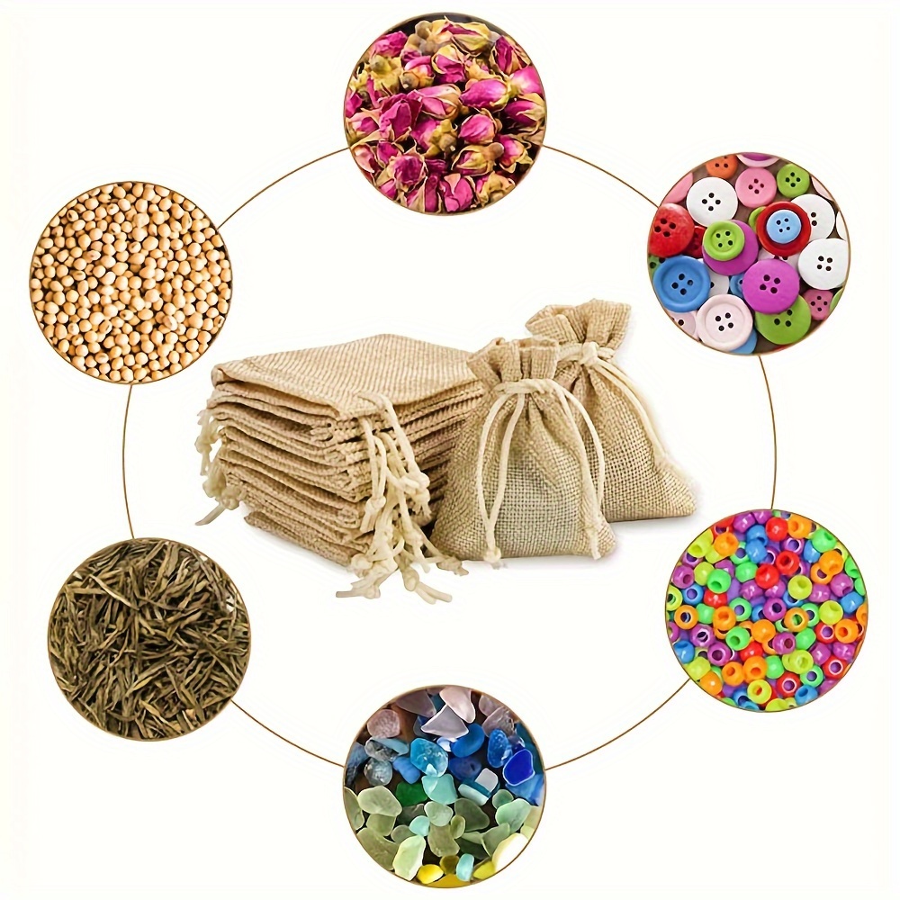 110pcs Beige Linen Gift Bags with Nylon Drawstrings