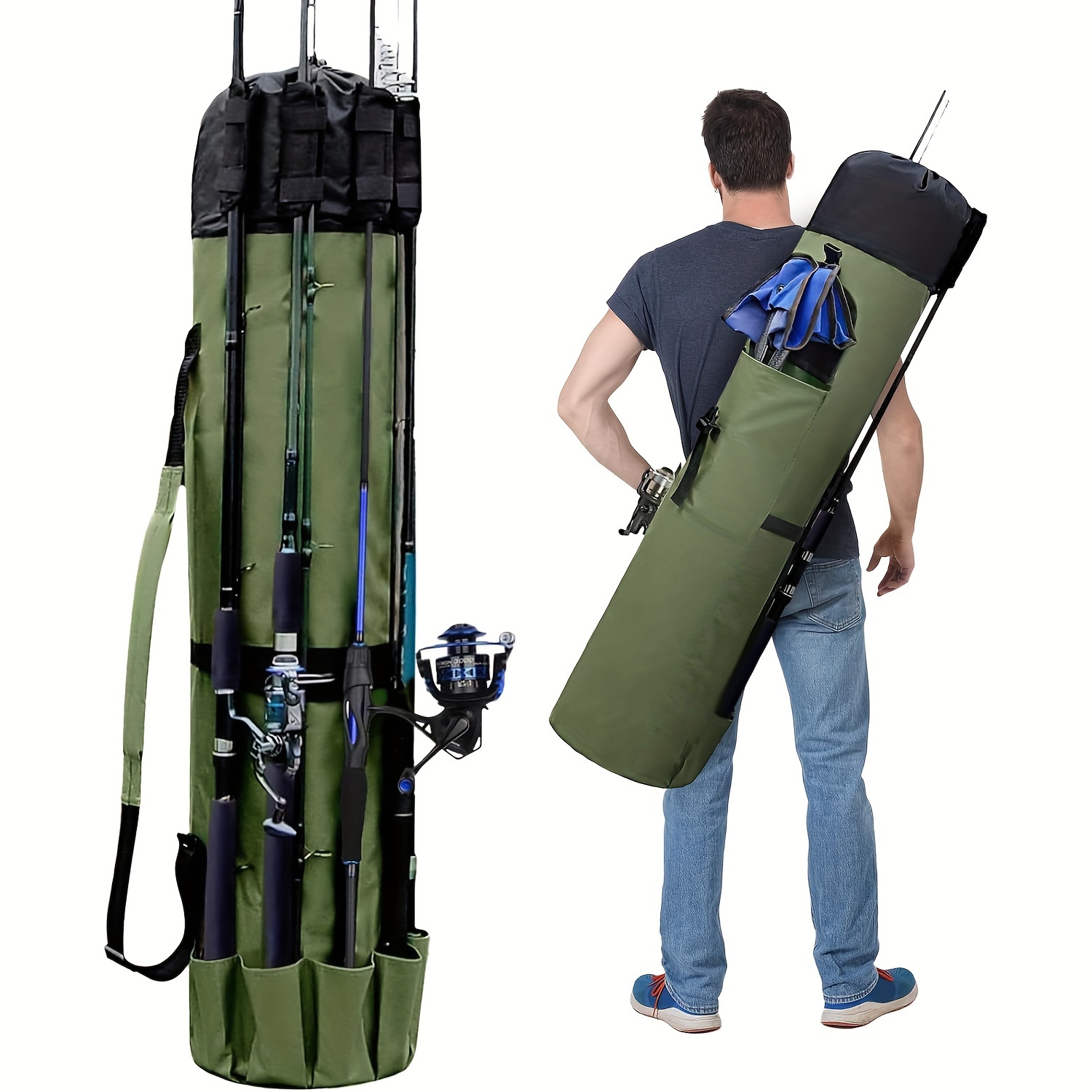 1pc Large Capacity Fishing Rod Bag, 48 Inch Waterproof Storage Bag, 600D  Oxford Cloth Rod Bag