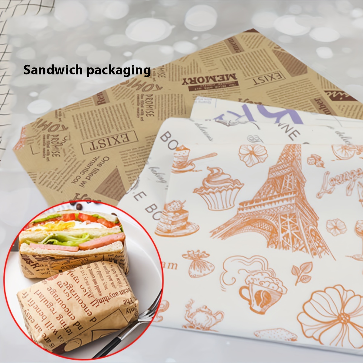 Wax Paper Sheets Grease Proof Sandwich Wrappers Kawaii Bear - Temu