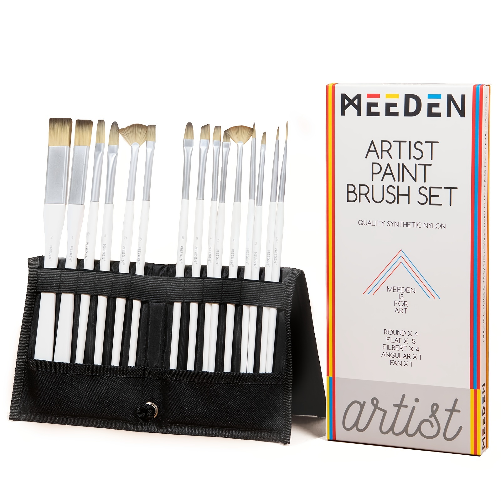 MEEDEN 15pcs Set Di Pennelli Per Pittura Acrilica Di Alta Qualità Per  Artisti (manico Bianco) - Temu Italy