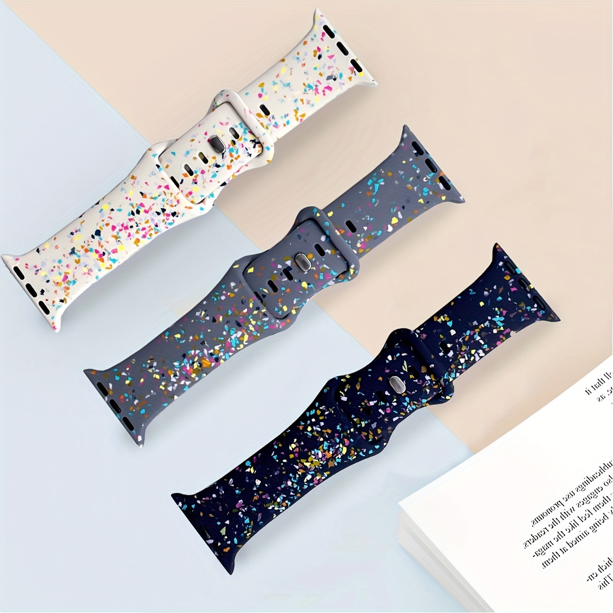 Sparkling Flowers Sport Bands Compatible With IWatch Band 38mm 40mm 41mm 42mm 44mm 45mm 49mm,Soft Silicone Waterproof Strap For IWatch Series Ultra 9 8 7 6 5 4 3 2 1 SE