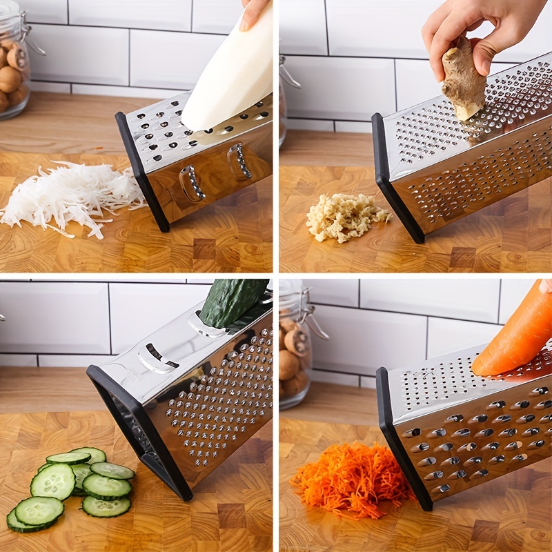 Box Grater, Stainless Steel Vegetable Grater, Multifunctional Potato Grater,  Ginger Mesher With Container, Household Cheese Slicer, Vegetable Slicer,  Manual Food Shredder With 4 Sides, Kitchen Stuff, Kitchen Gadgets - Temu