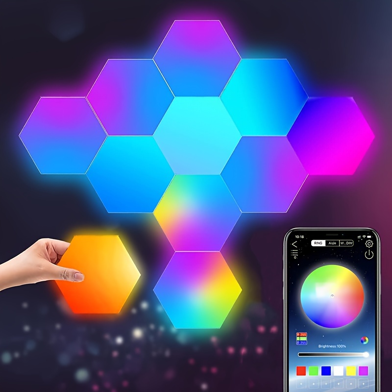 Rgbic Led Hexagon Wall Lights Wi fi Smart Home Decor - Temu