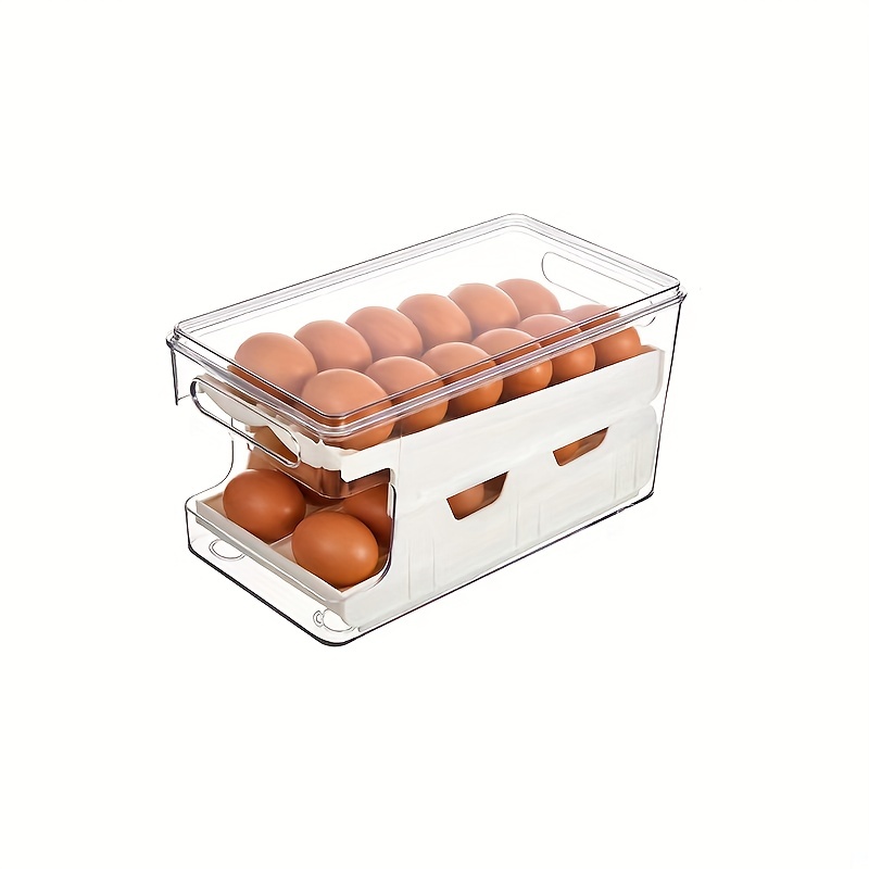 Egg Holder for Refrigerator 24 Grid,Drawer Type Egg Storage Box Plastic Egg  Fresh Storage Container Egg Organizer Case for Fridge