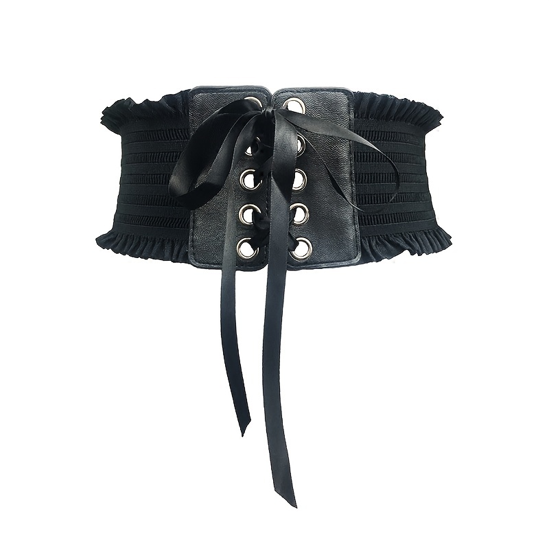 Lace Corset Belt Black Corset Waist Belt Women Wide Elastic - Temu Canada