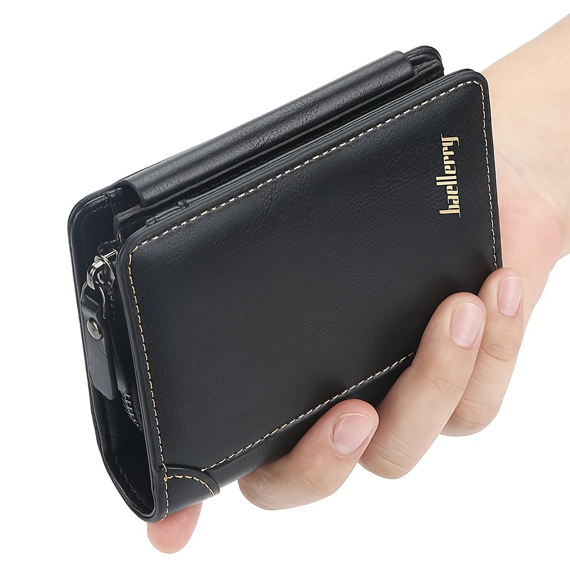 Men's Long Zipper Wallet High Quality Pu Leather Wallet For - Temu