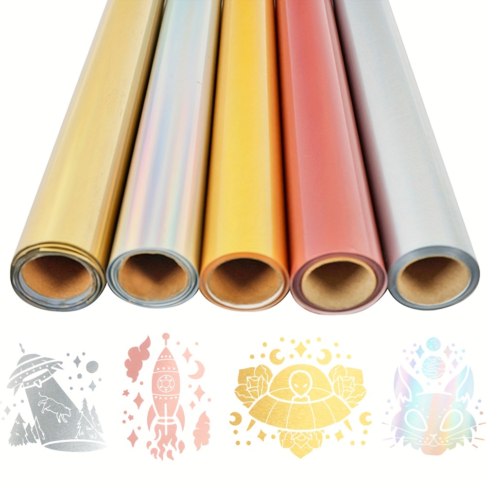 Reflective Heat Transfer Vinyl Rainbow Holographic Iron On HTV PU Roll for  DIY Clothes (12 inch x 5 feet)