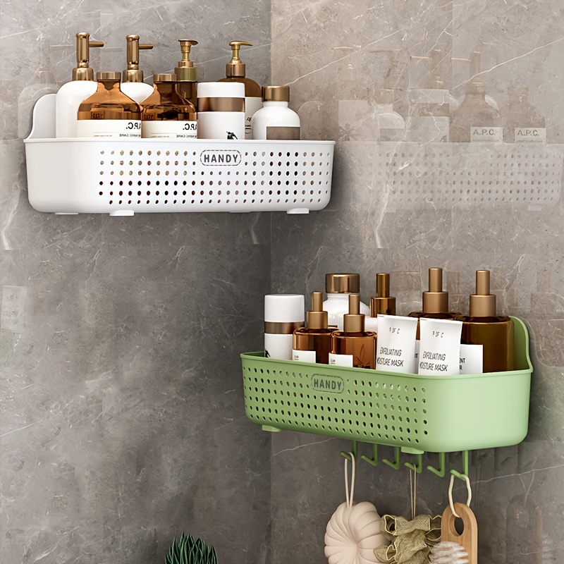 Large Capacity Wall-mounted Toilet Storage Shelf With Shower Basket - No  Drill, Acrylic/aluminum Design For Bathroom Organization - Temu