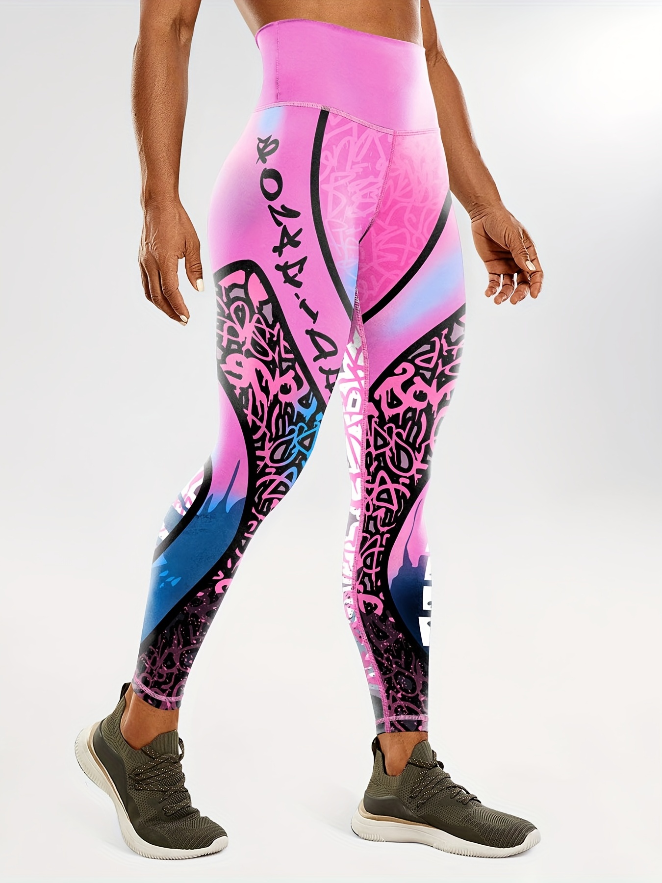 Women's Leopard Print Color Block High Waist Yoga Leggings - Temu