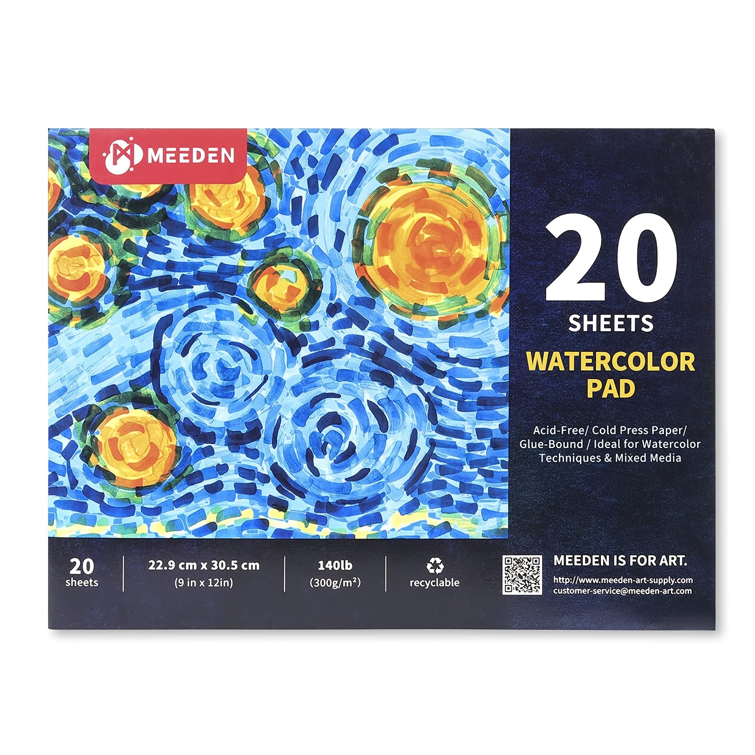 Bloc Papier Aquarelle Coton Collection Cp 10Sh 9X12