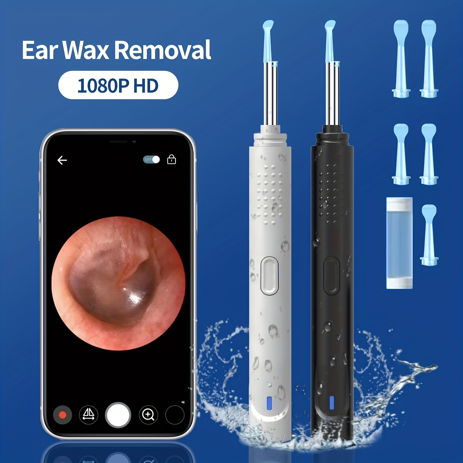 Kit de retrait de cérumen rechargeable - 5 écopes d'oreille