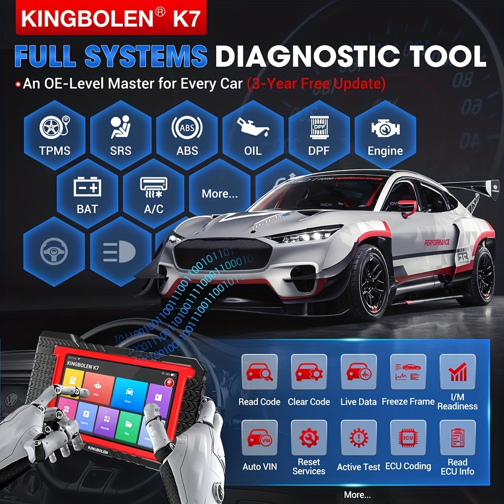 Kingbolen K8 all Systems OBD2 Scanner with ECU Coding and Bi-Directional  test 