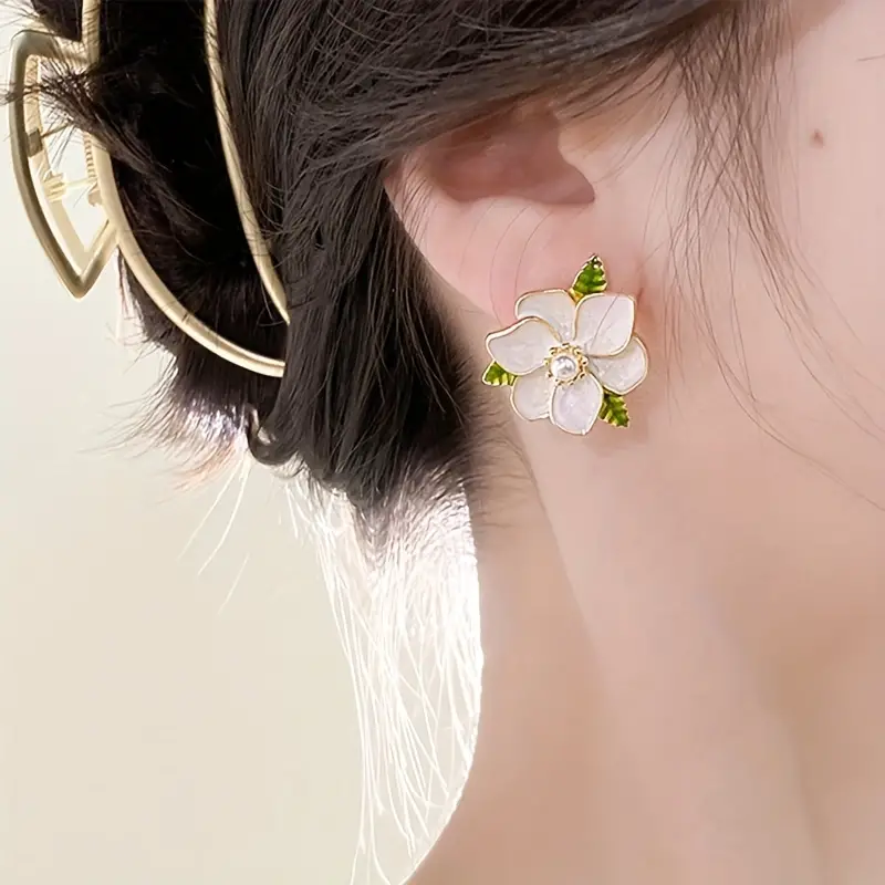 Mini Porcelain Camellia Flower Charm Earrings – POPORCELAIN