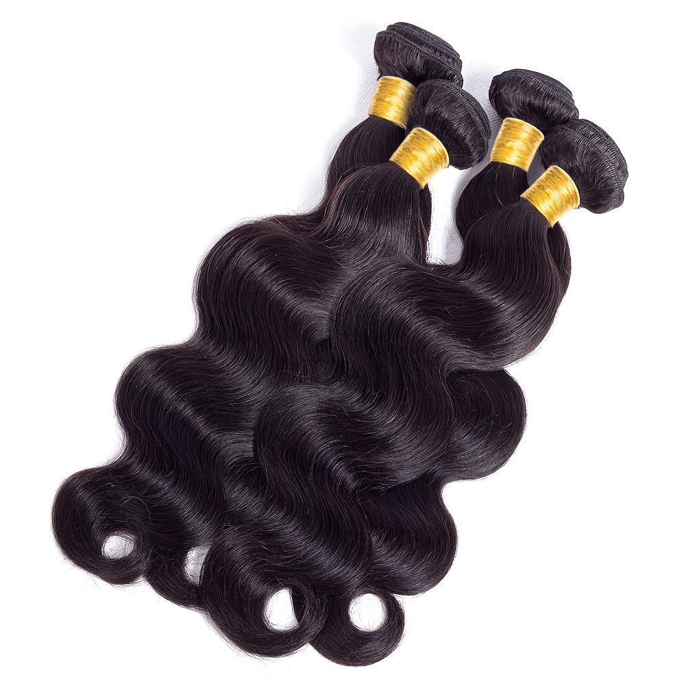 12a Body Wave Human Hair Bundles Brazilian Hair Weave Bundles Natural Black  Color Wavy Hair Extensions Wigs | Shop On Temu And Start Saving | Temu