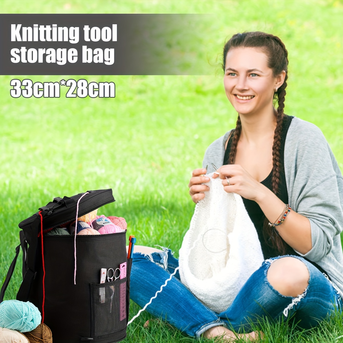 1pc Knitting Yarn Organizer,Knitting Bag Organizer, Yarn Storage Bag For  Organization, Large Capacity Crochet Tote Bag For Yarn Storage Suta