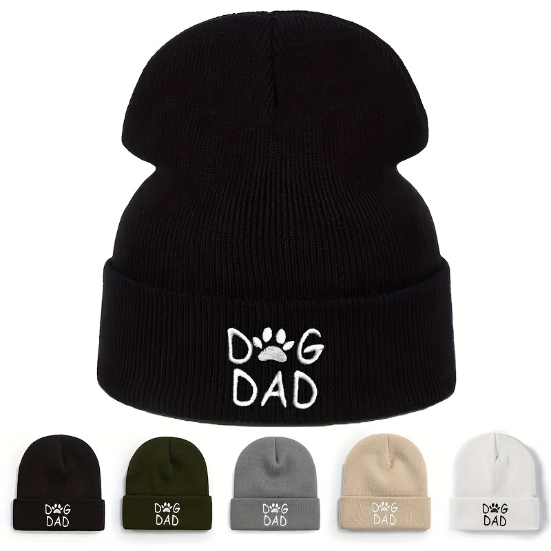 

1pc "dog Dad" Unisex Knit Hat: Embroidered For Warmth, Style, And Comfort In Autumn And Winter, Perfect For Outdoor