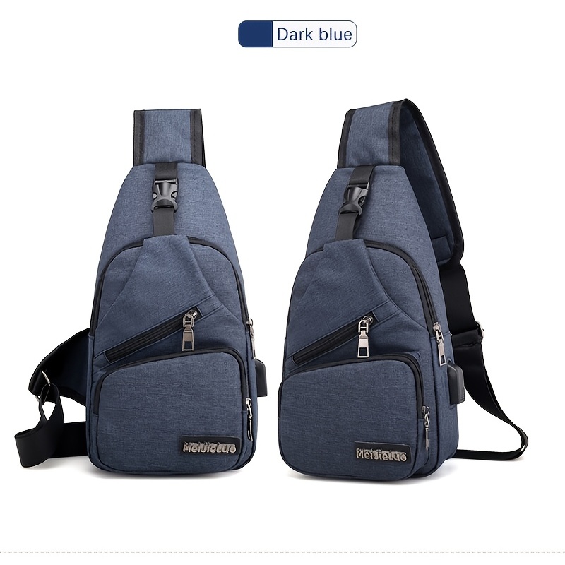 Men's Bag Shoulder Bag Multi-Functional Sport Diagonal Hanging Sling Bag  With USB Charging Port