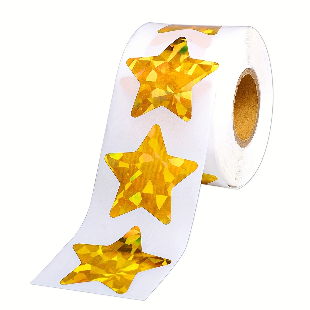 Gold Holographic Star Stickers Reward Foil Star Stickers - Temu