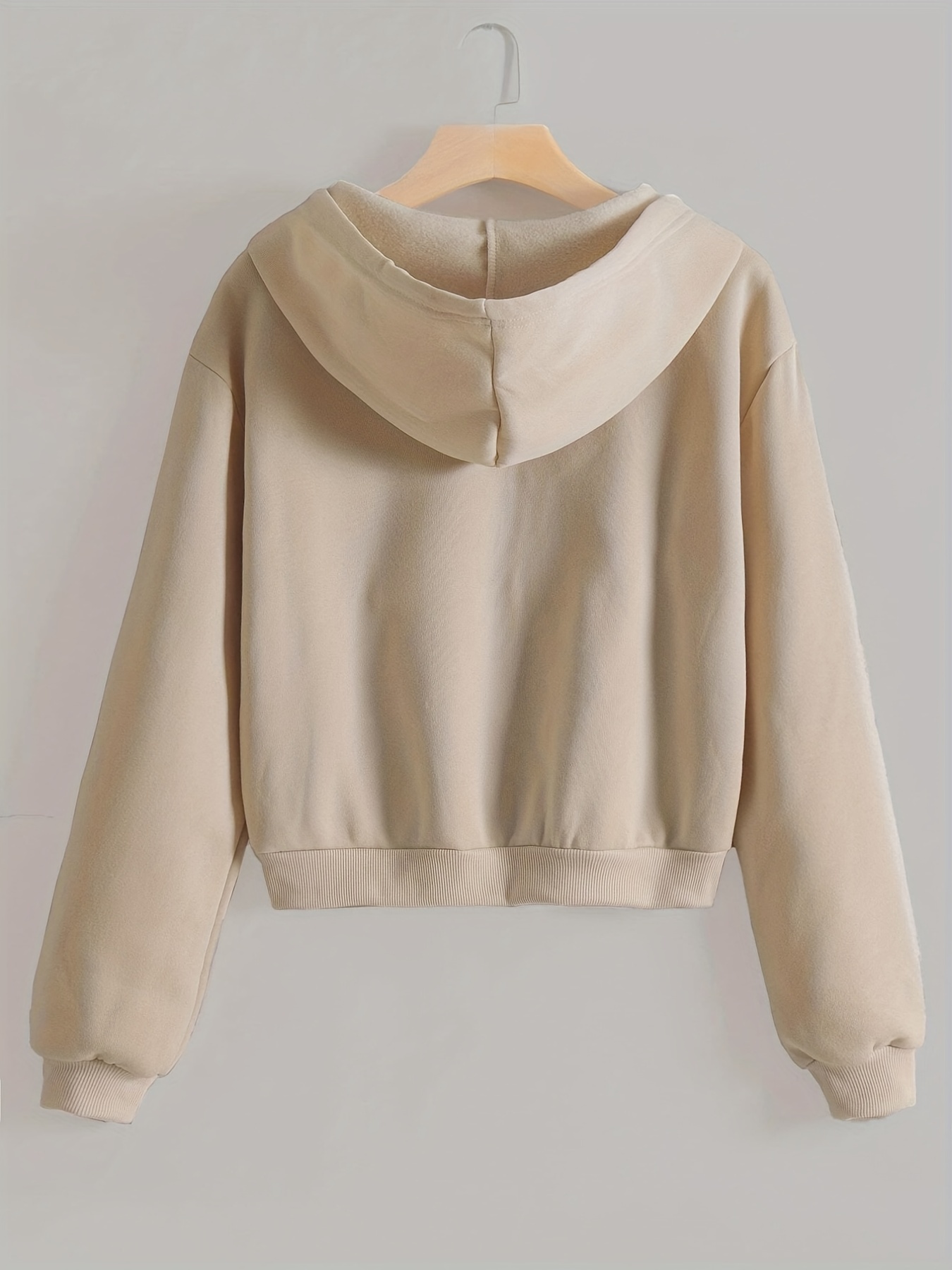 Sudadera informal con cremallera, prendas de vestir, bolsillo suelto,  cuello, manga, abrigo para viajes Beige s Yuyangstore Chaqueta con capucha  para mujer