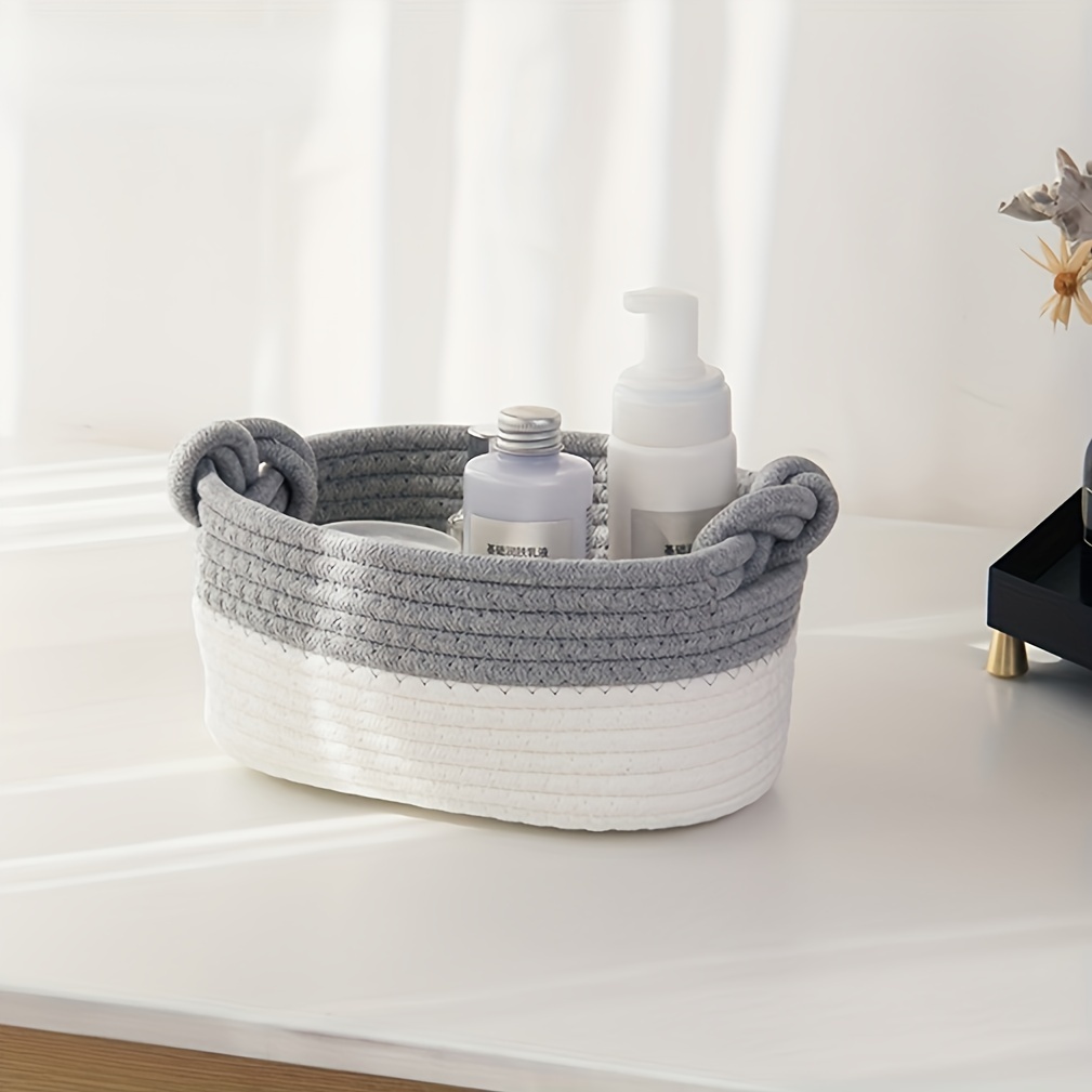 Storage Baskets - Woven Paper Rope Material - Set of 4 - Braided Organizer  for Bathroom, Vanity, Closet, & Open Shelves - AliExpress