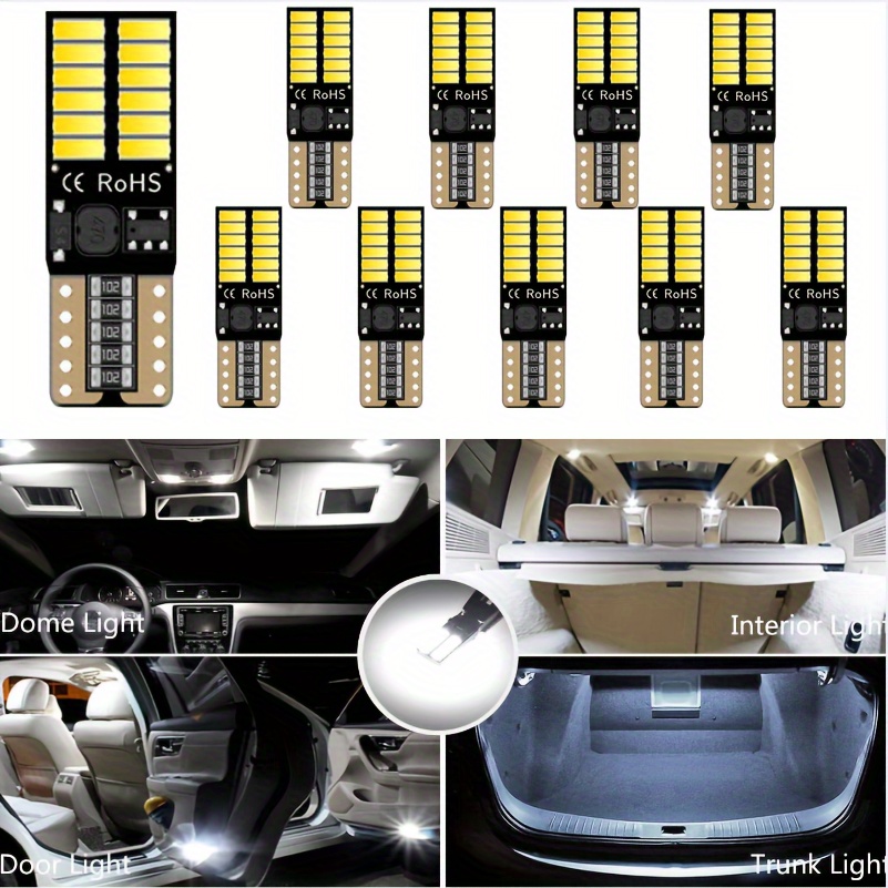 10 Stück Ba9s Signal Lampe Led T4w 3030 Chip Für Autodachleuchten  Spiegellichter Kennzeichenleuchten 6000k Weiß Ba9s Led 12v - Auto - Temu
