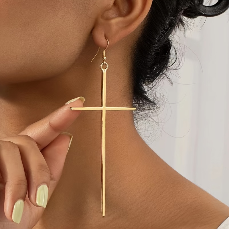 Image of Geometric Minimalist Style High-end Cross Fashion Exaggerated Ear Jewelry