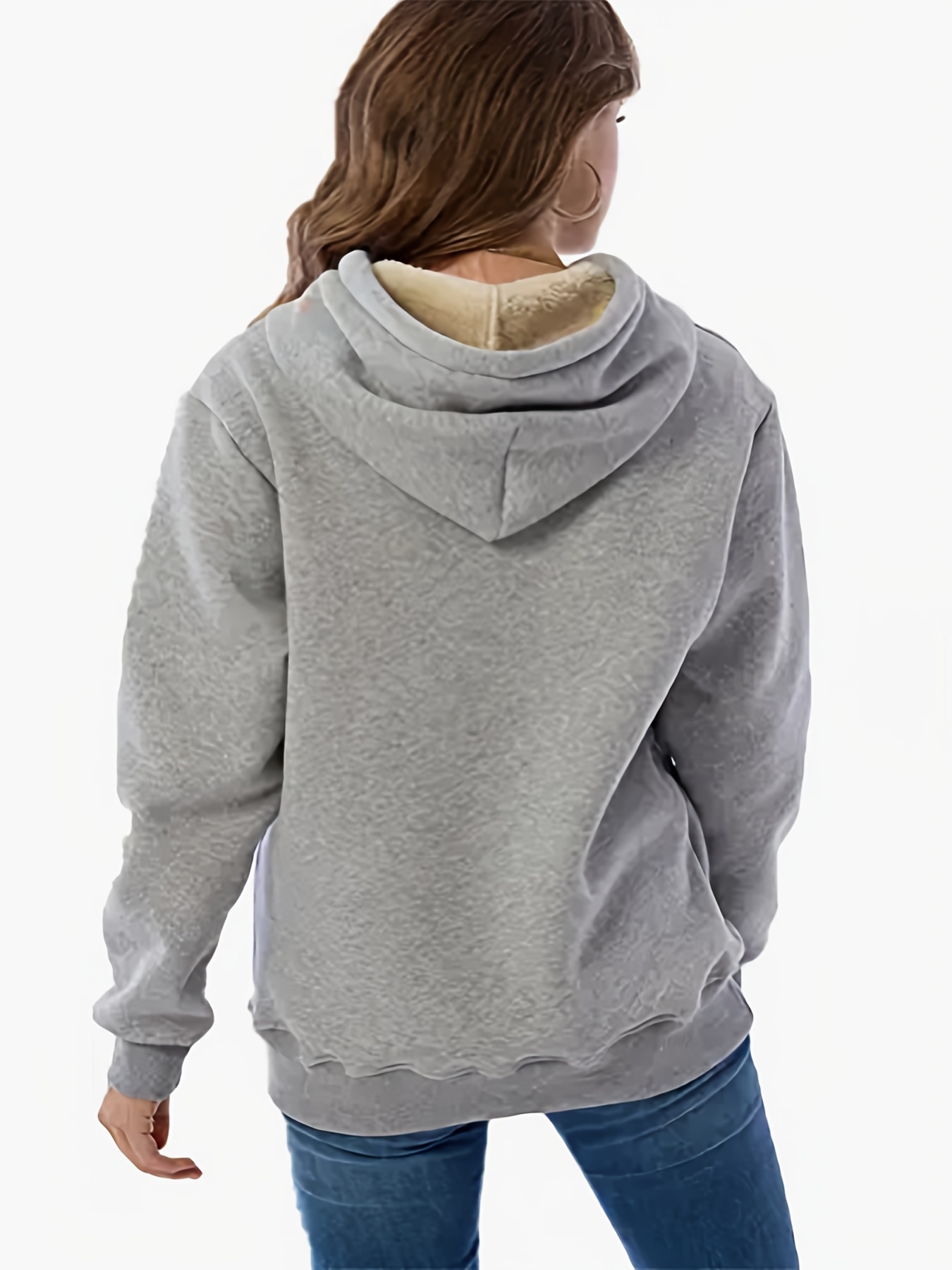 Casual Long Sleeve Solid Hooded Sport Sweatshirt For Women, Winter