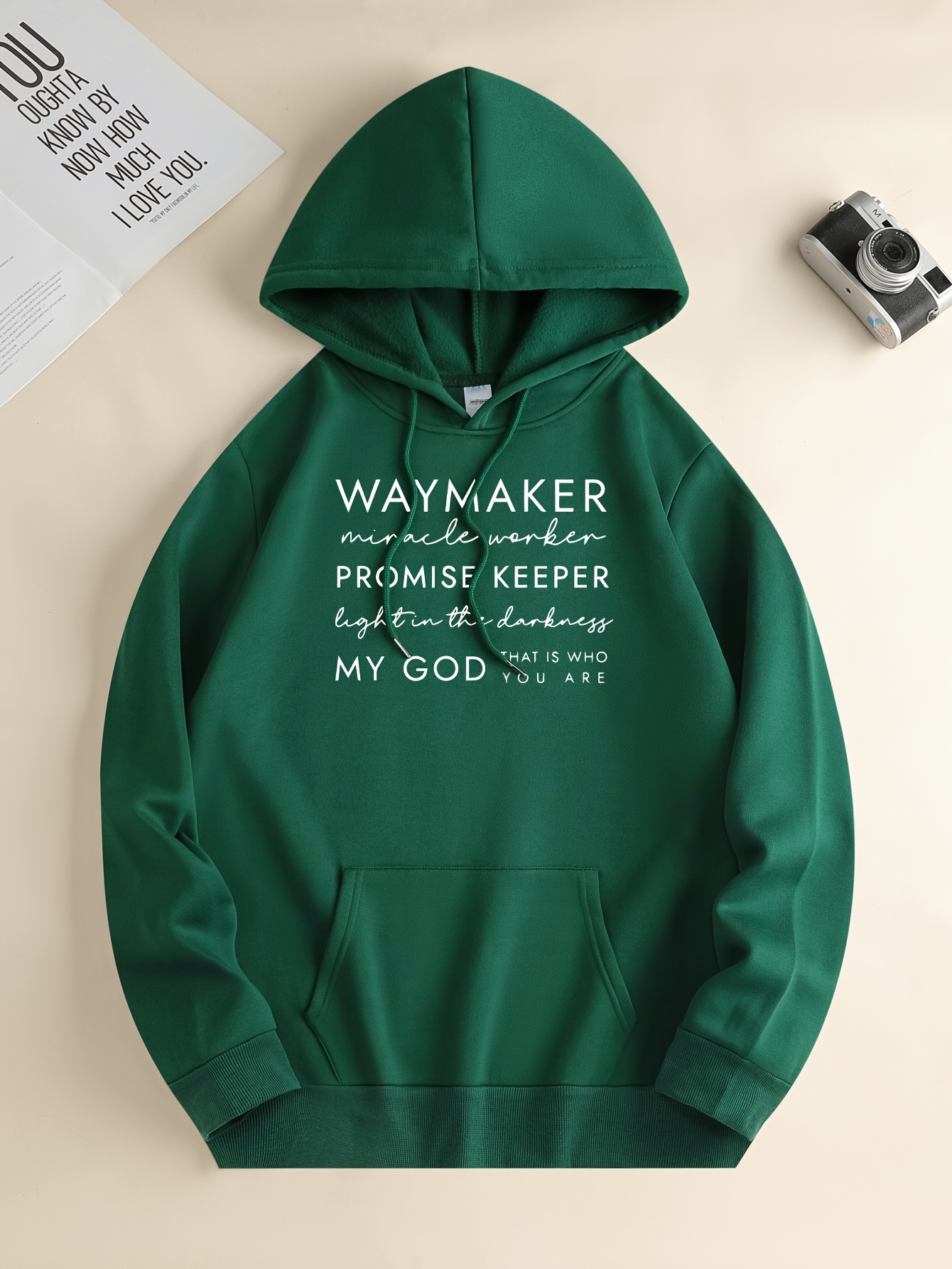 [Popular *] *'s Trendy Fall/Winter Hoodie Casual Brown Drawstring  Sweatshirt with Inspirational Letter Print, Kangaroo Pocket, Polyester