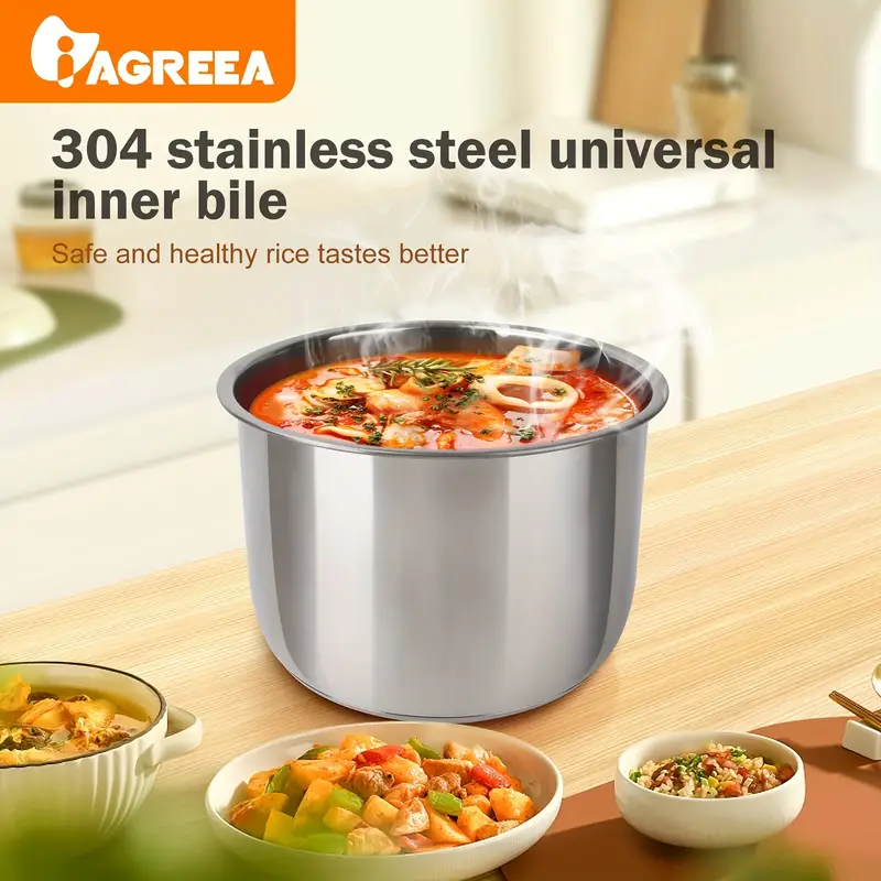 Stainless Steel Pressure Cooker Liner, 1 Original Stainless Steel Inner Pot  -6 Quarts, Ready To Eat Ip-pot-ss304-60, Non Stick Pot Thickened, Electric  Pressure Cooker Liner, Uncoated - Temu