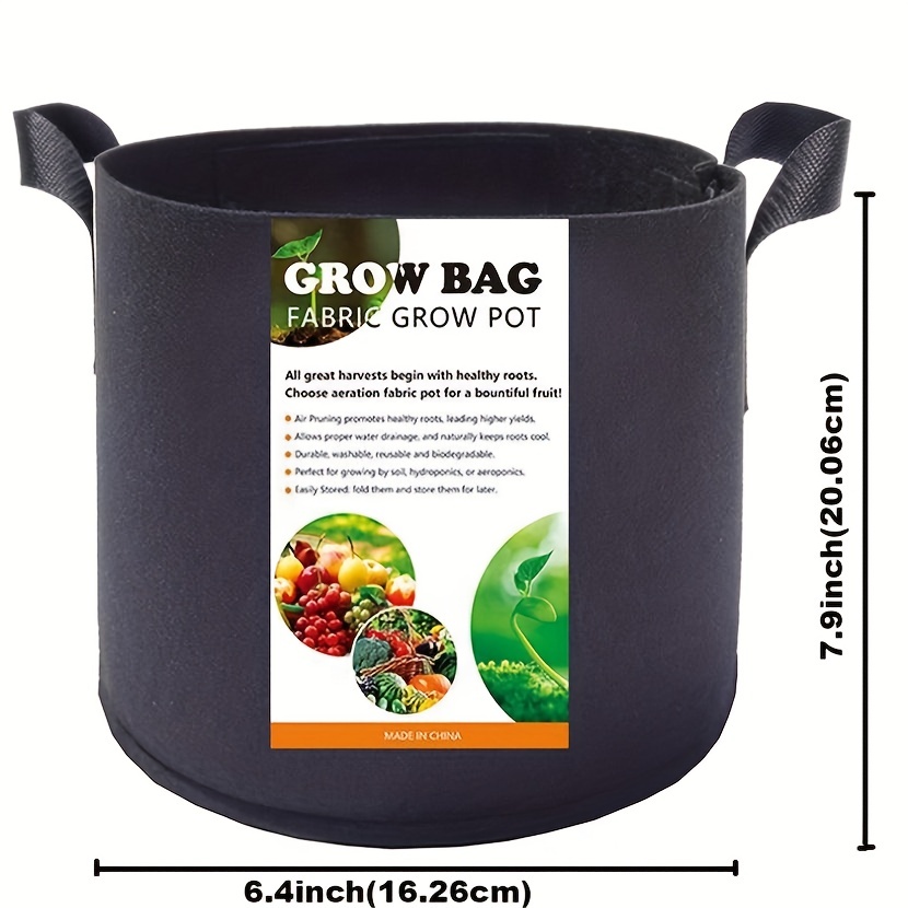 VIVOSUN 5-Pack 5 Gallon Grow Bags Heavy Duty 300G Thickened Nonwoven Plant  Fabric Pots with Handles