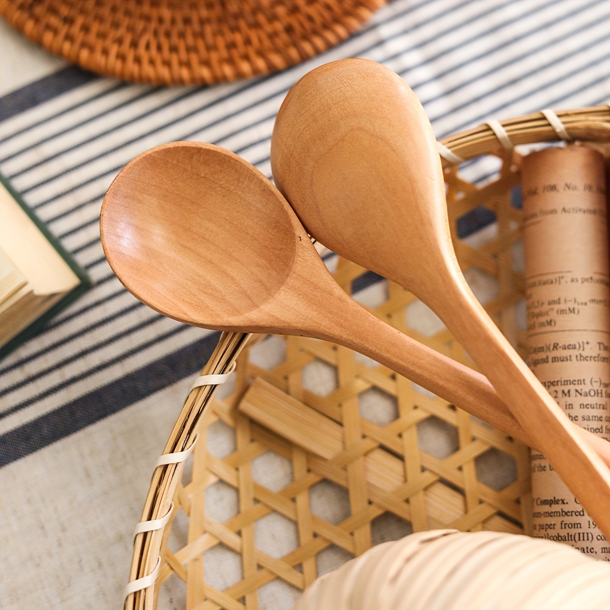 Wooden Ladle Spoons Set, Wood Kitchen Utensils Set Soup Spoon Set Wooden Spoon for Cooking, 3 Pcs