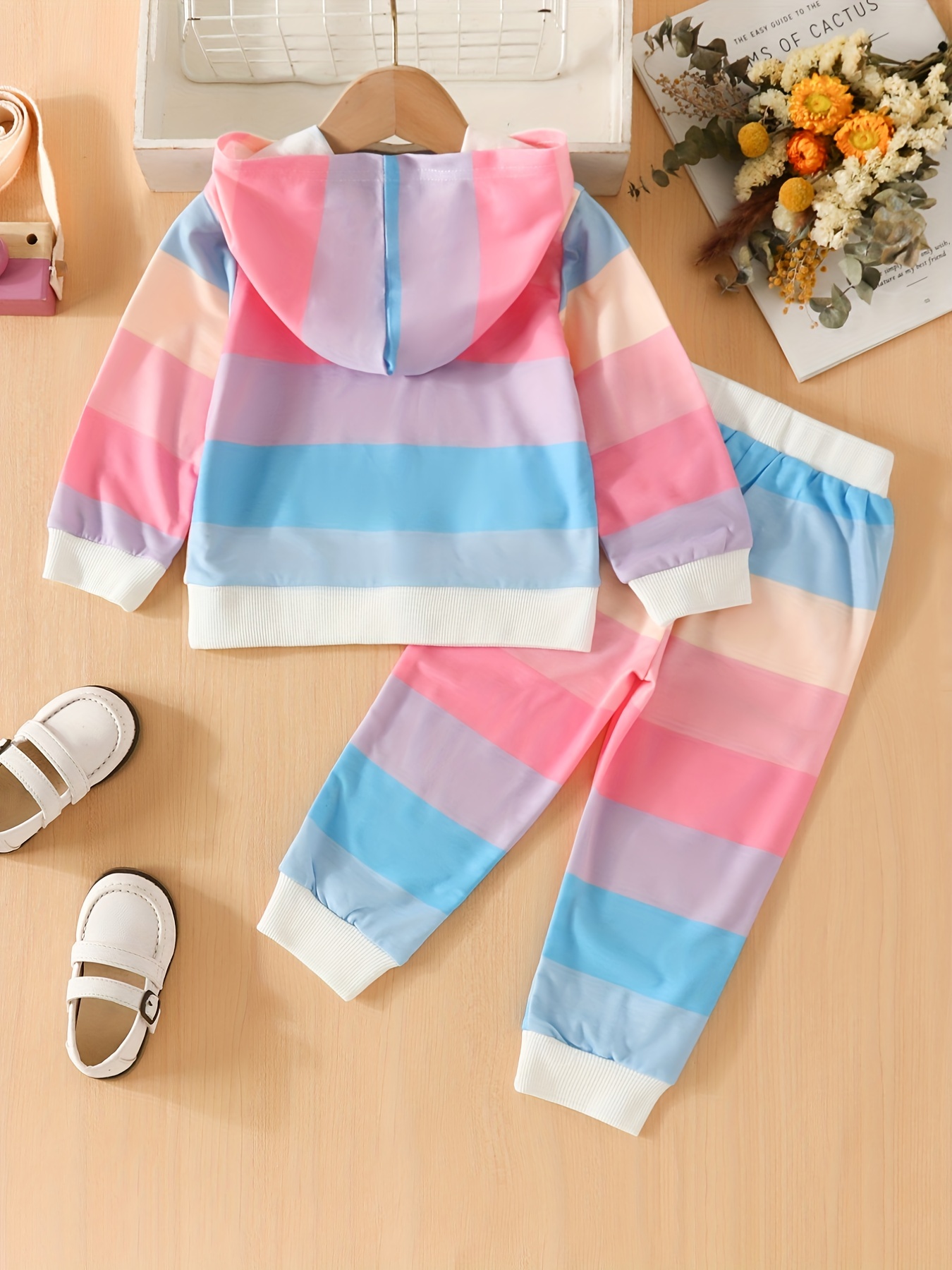 Conjunto De 2 Peças De Roupa Para Menina Com Padrão De Listras