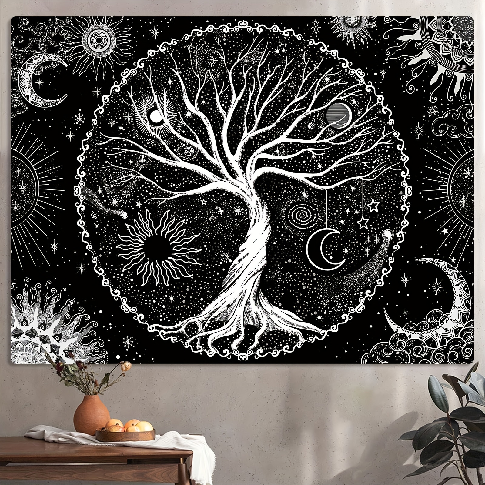 

1pc Tree Of Life Tapestry Black Tapestry For Bedroom Spiritual Tapestry Aesthetic Galaxy Space Tapestry Wall Hanging For Bedroom Living Room Office Home Decor