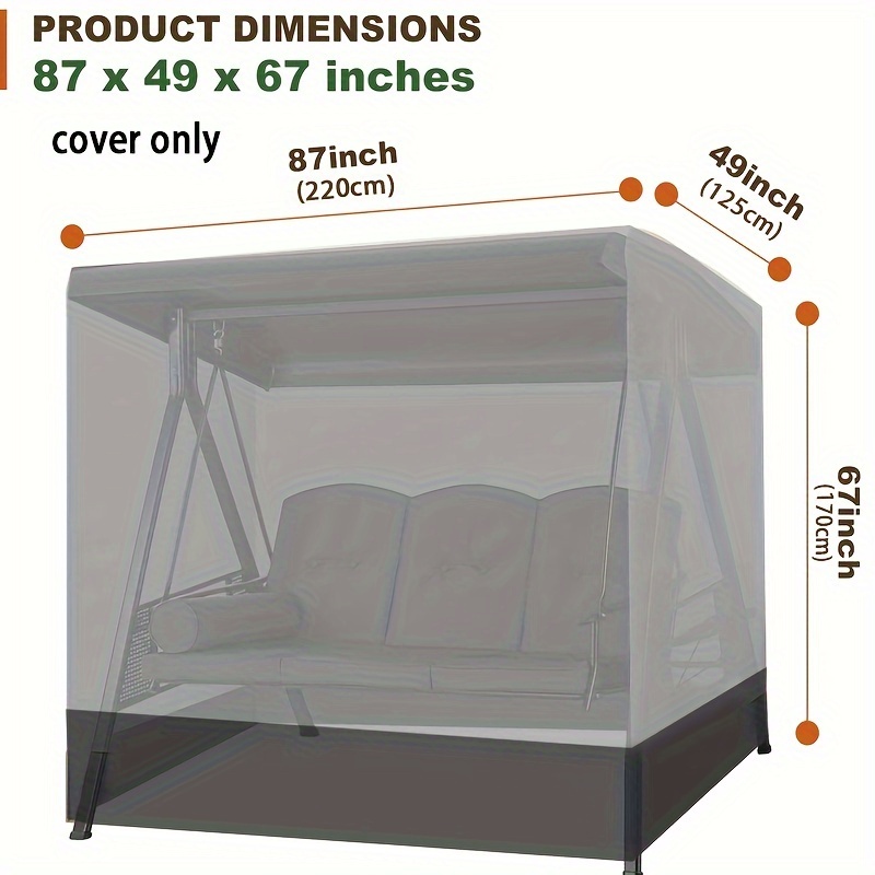 Image of A Stylish Black And Gray Outdoor Swing Cover, This Durable Protective Cover Is Designed To Shield Your Outdoor Swing, Suitable For And Fits -seat Swing.