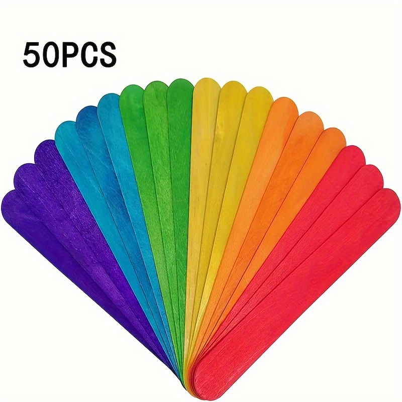 200 Pcs Wood Popsicle Sticks Assorted Colors Wooden Craft Sticks 4