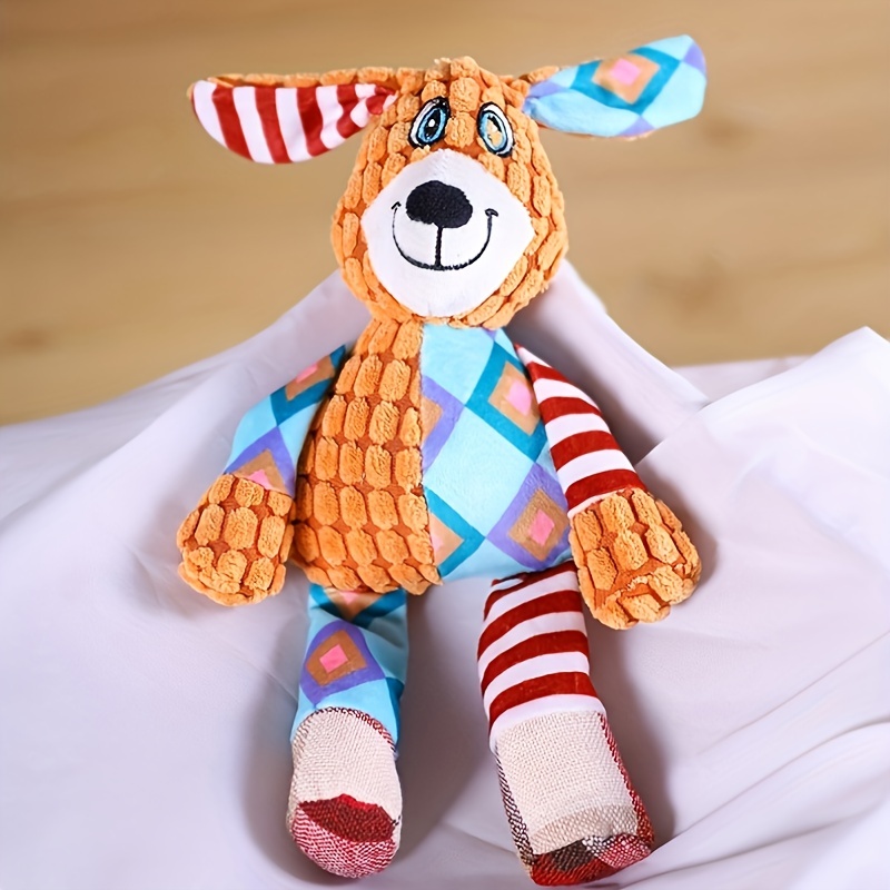 Interactive Plush Dog Toy Set Elephant & Fox Shape with Squeakers