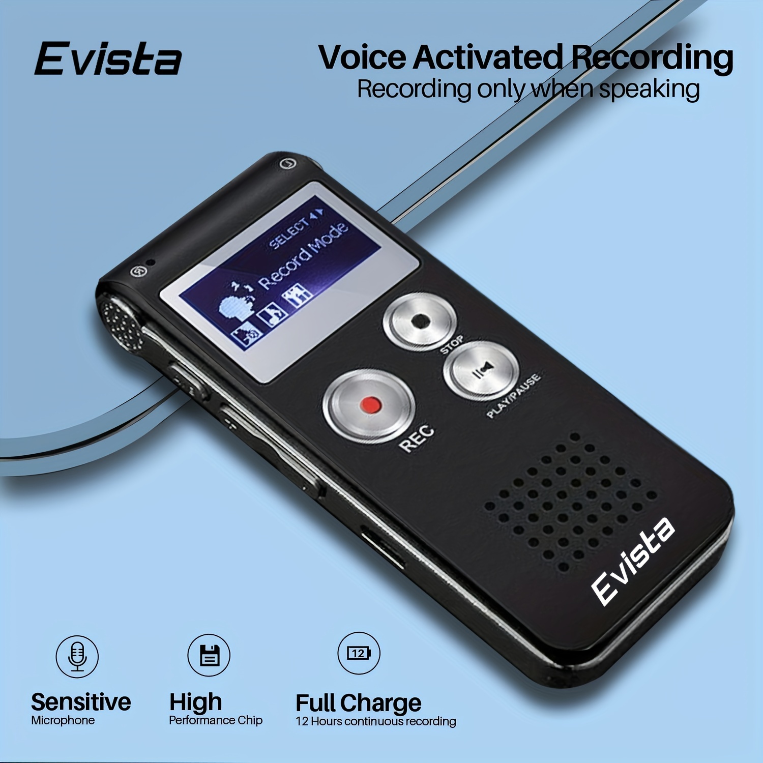 Enregistreur numérique activé par la voix de 16 Go avec stockage d' enregistrement et réduction du bruit PCM, enregistreur audio pour recoder  les conférences, les réunions, les entretiens