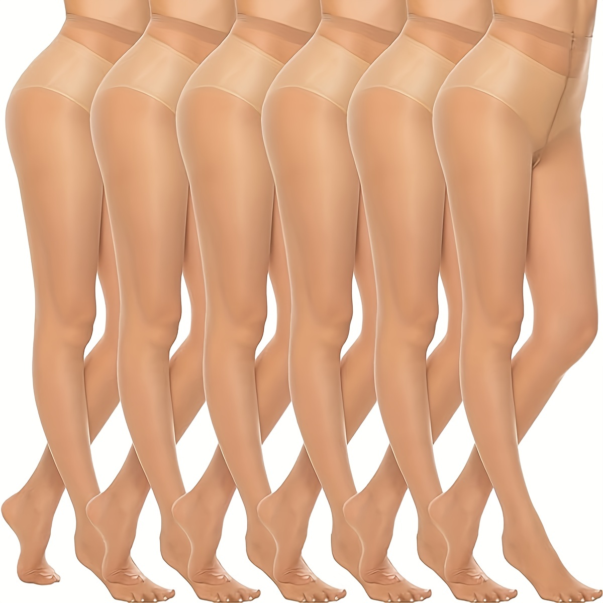 Sheer Pantyhose For Women - Slim Stretchy Control Top Footed